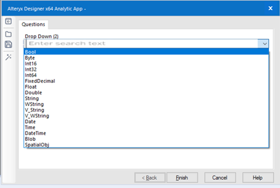 Interface tool that allows a user to search through values - Alteryx