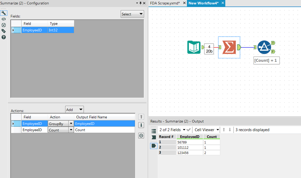 Remove both duplicate values, not just the later one - Alteryx
