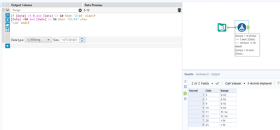 Multi-condition If Statement with a range as a condition - Alteryx