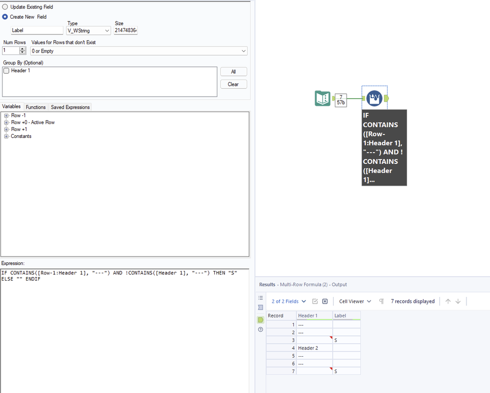 Labelling rows based on condition - Alteryx