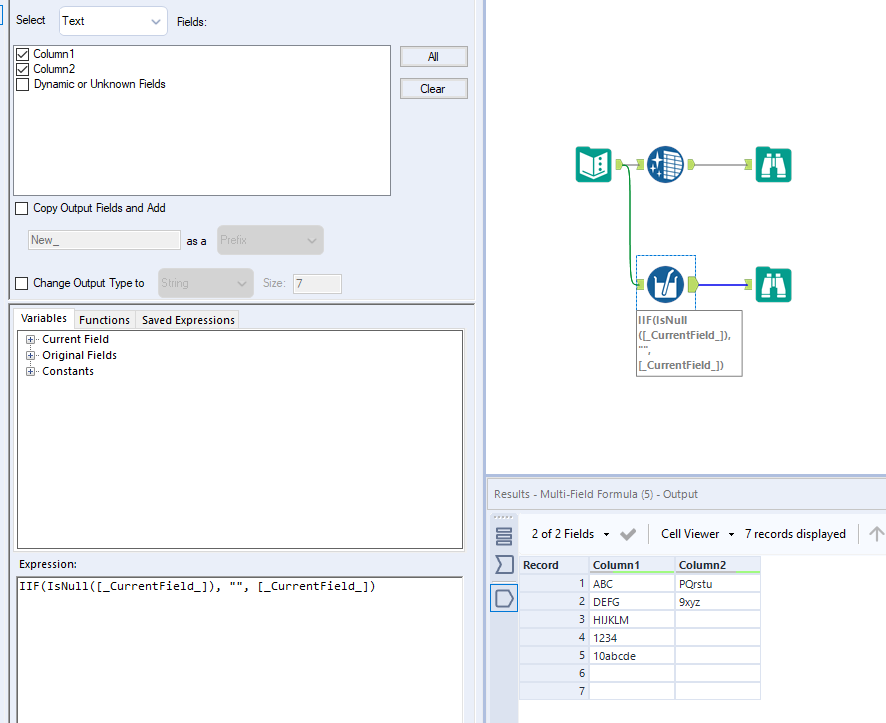 How to remove null value from the columns. - Alteryx