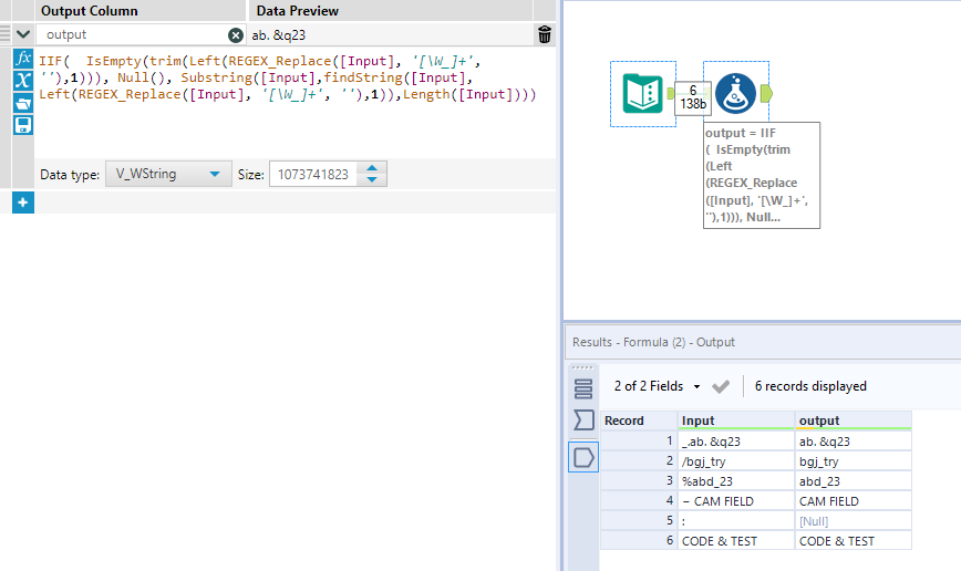 How to remove the lead special characters - Alteryx