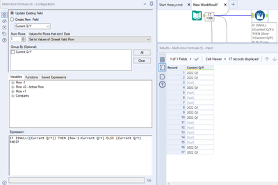 Replace Null by value of the same column? - Alteryx