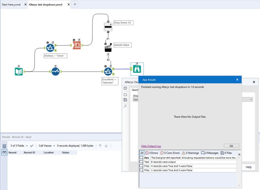 Drop down list not working - Alteryx