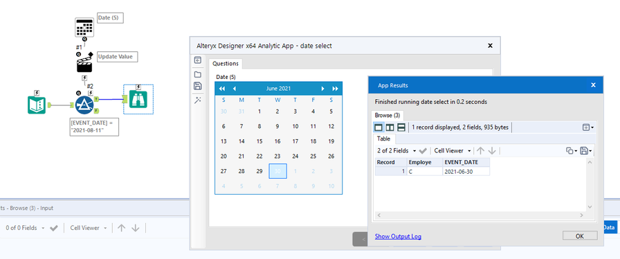 Date selection using date interface - Alteryx