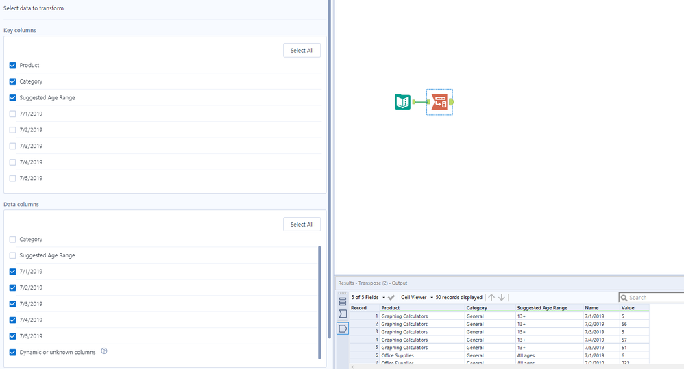 Transpose - Dynamic columns - Alteryx