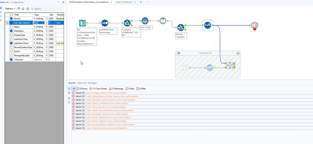 Convert data type from string to float. - Alteryx