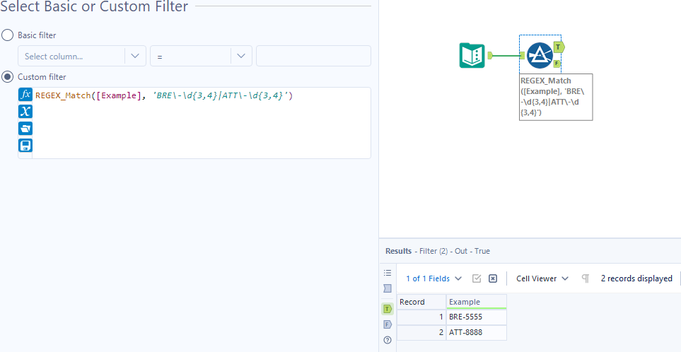 Filter with Regex for Specific word + character + digit - Alteryx