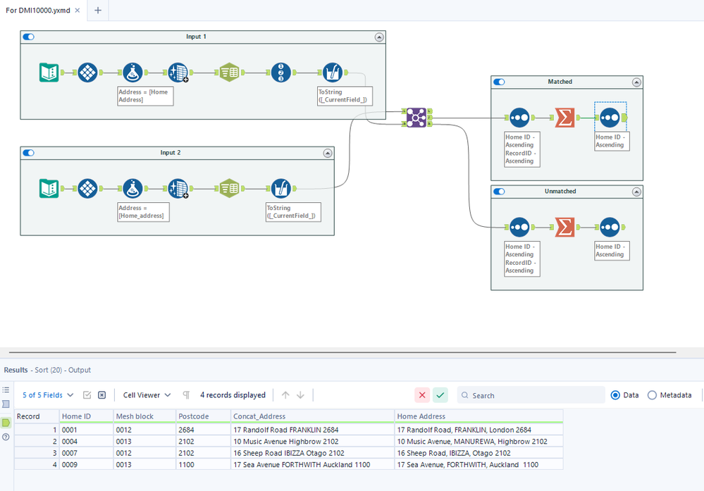 Address matching for data extraction - Alteryx