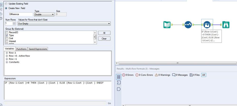 How to add a row to get a difference between columns of data - Alteryx