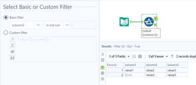 Removing rows with Null values from a specific column - Alteryx