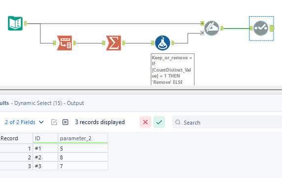 remove columns where all rows have the same value - Alteryx
