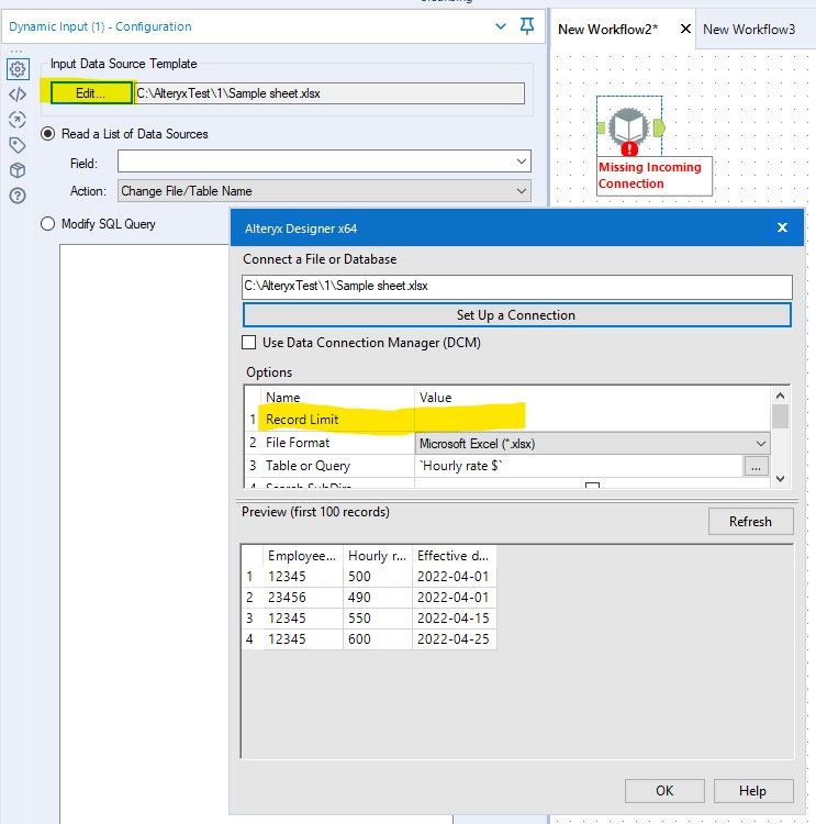 Dynamic Input Limit in Input tool - Alteryx