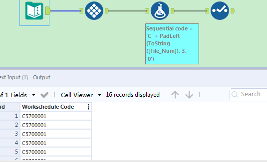 Create a sequence column (e.g C001,C002 and so on) for every unique row ...