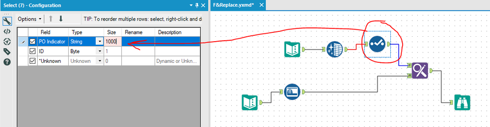 Help in find and replace tool. - Alteryx