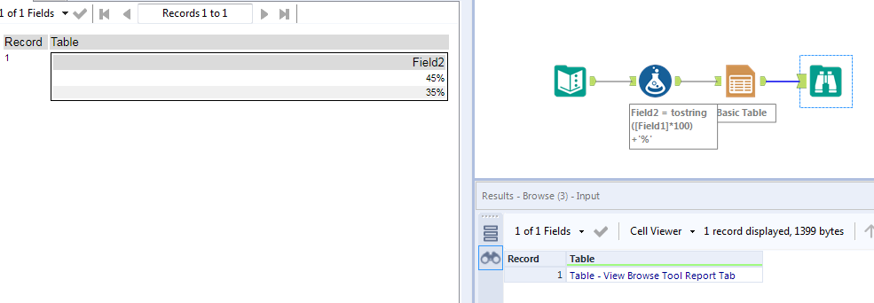 Format data within a report table - Alteryx