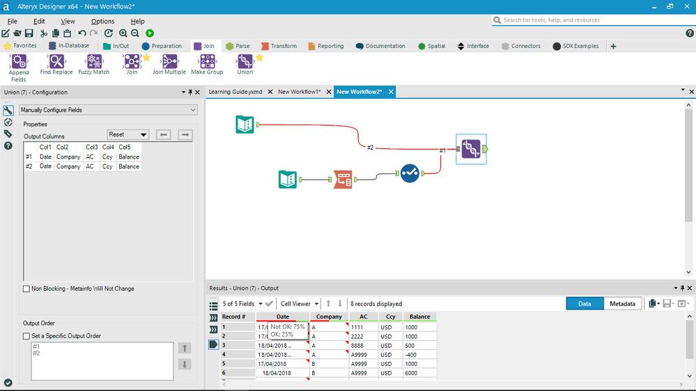 Transpose with some data in the title row - Alteryx