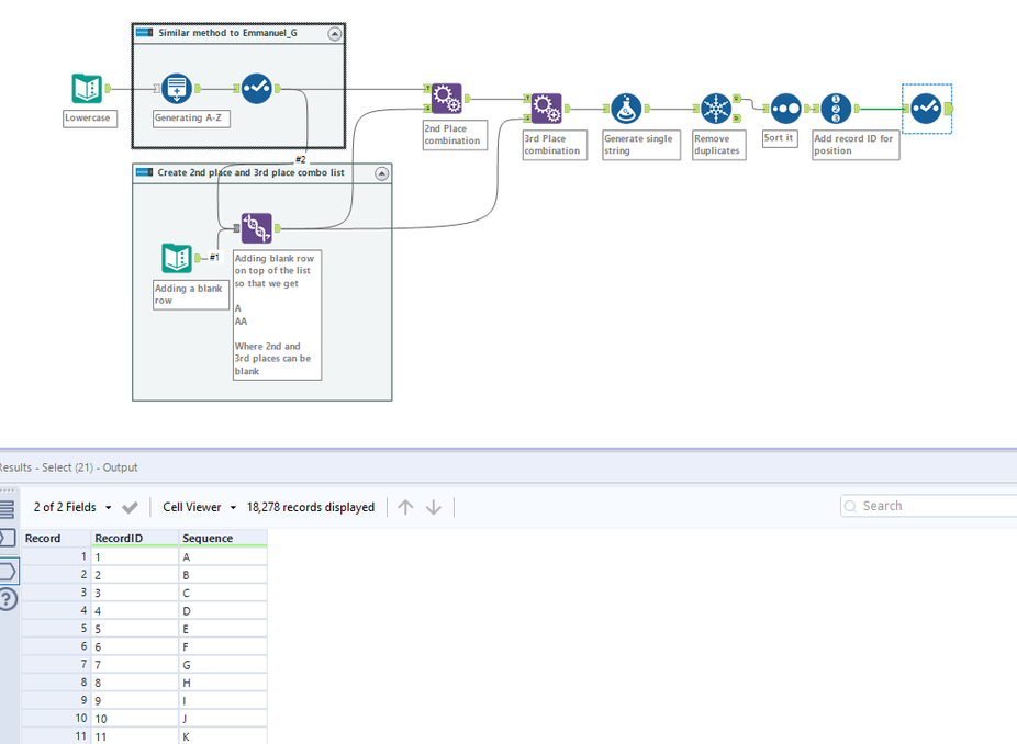 To Generate patterns for alphabets - Alteryx