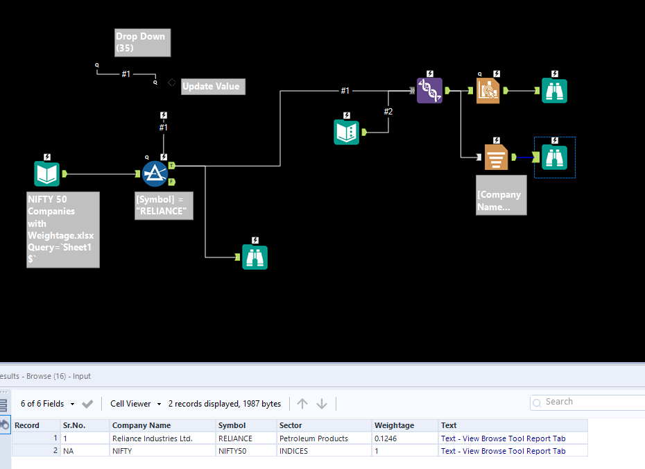 Drop Down Tool & Action Tool - Alteryx