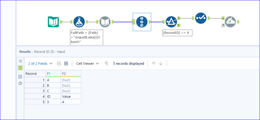 Reading data from a specific line when using dynamic input tool with ...