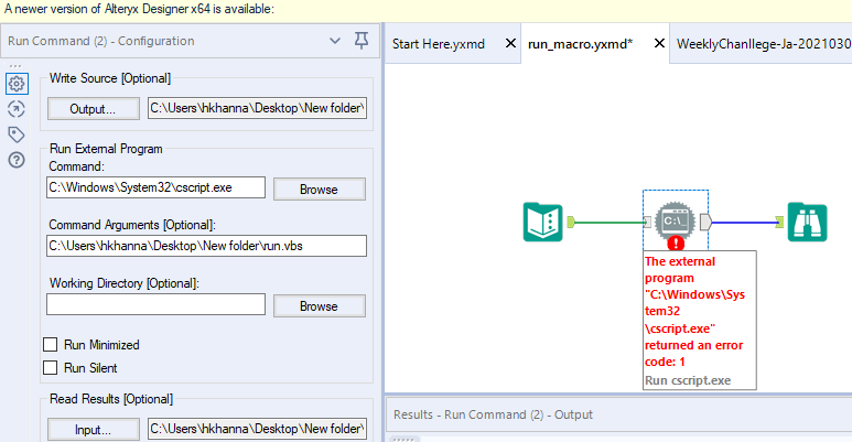 Running Excel Macro VBA Script through Run Command - Alteryx