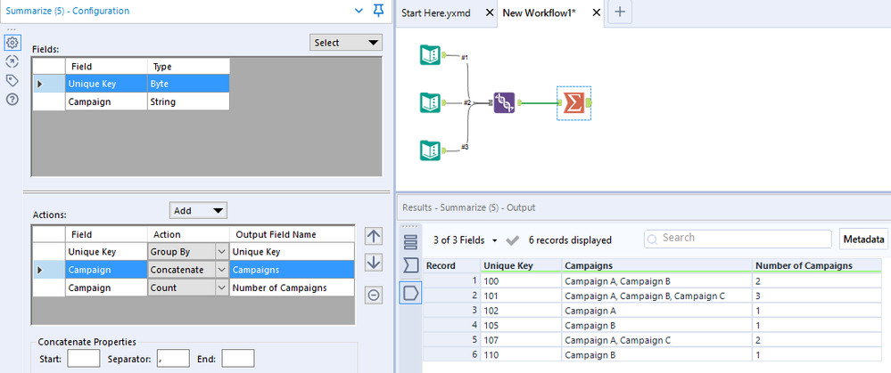 Workflow setup, combining files - Alteryx