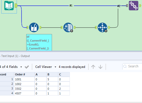 How to remove columns that are all zeros - Alteryx