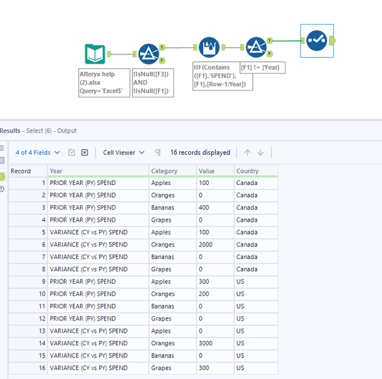 Using header from different rows in Excel to form new column in Alteryx ...