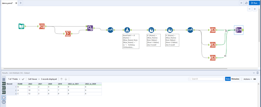 Shift data to Right and insert new columns - Alteryx