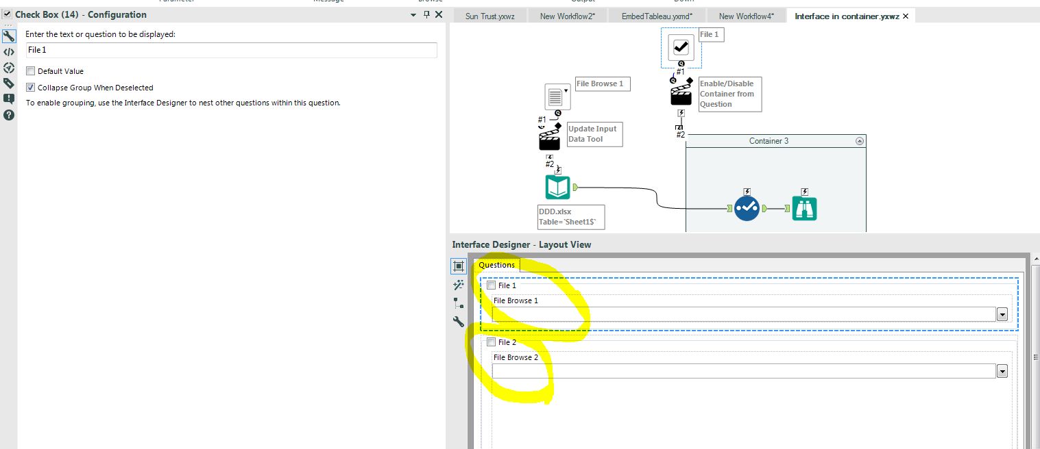 Interface in container - Alteryx