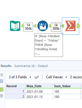 Sum up values based on week ending date - Alteryx