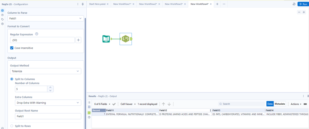 Help with splitting a string into 50 character column string - Alteryx