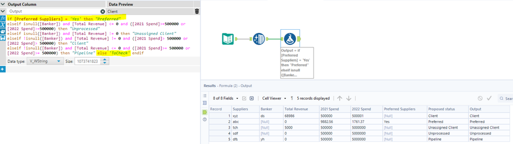 IF function for multiple columns and criteria - Alteryx