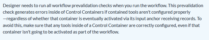 Cant get control container to not execute - Alteryx