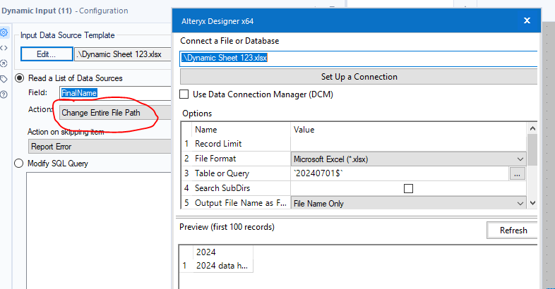 Dynamic Input for excel tab names - Alteryx