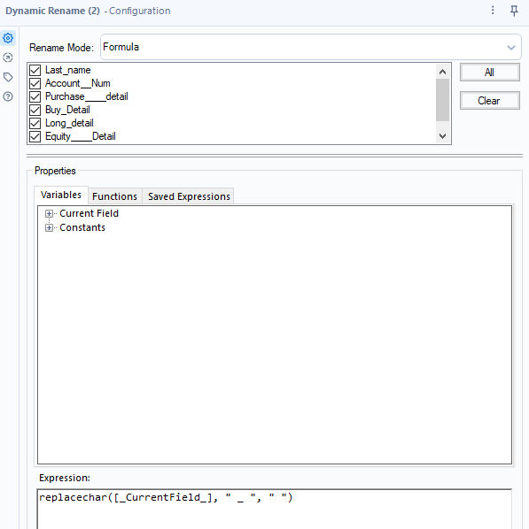 Dynamic Rename Tool remove special character from the headers - Alteryx