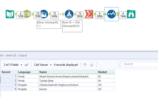Split rows into multiple based on word or comma count - Alteryx