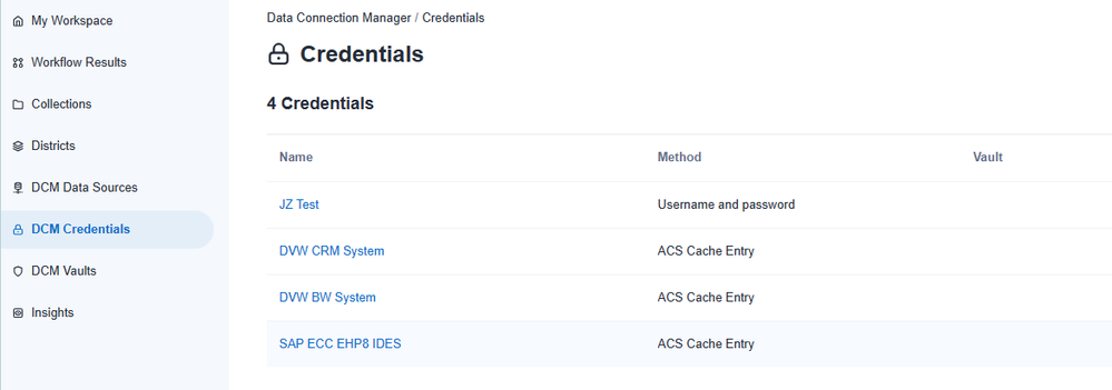 Try to use the REST API to retrieve DCM credentials but getting blanks ...