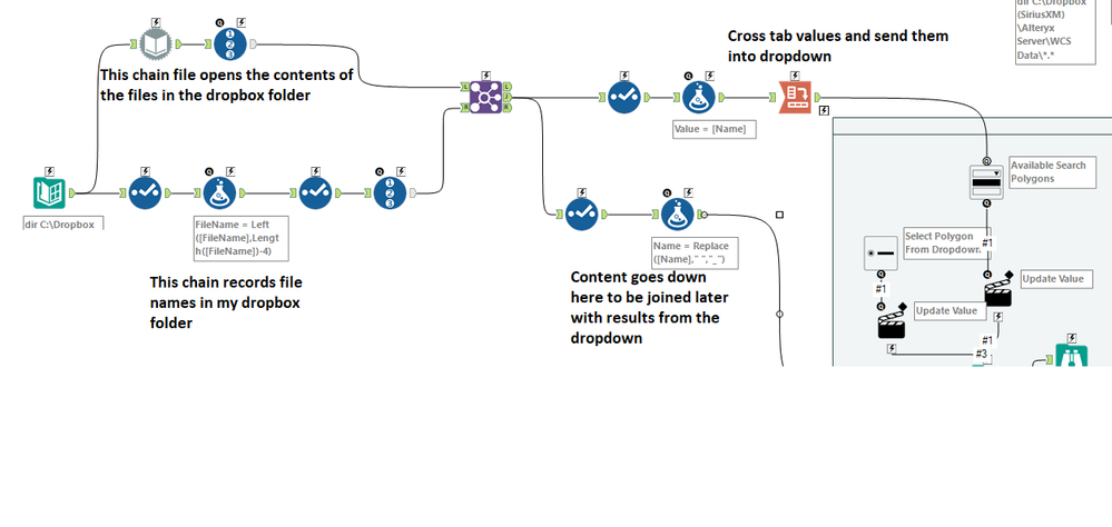 Populate drop down with tool output - works in analytic app, doesn't ...