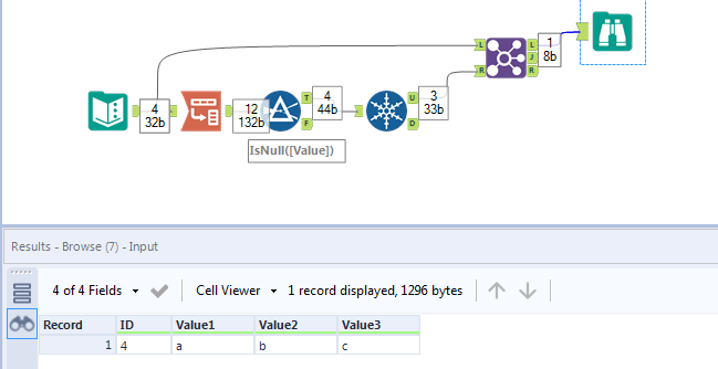 How to remove all null values in rows? - Alteryx