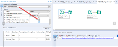 Input tool error with new line and commas - Alteryx