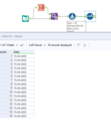 Replace null with max of date value in date column - Alteryx