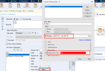 Condition Formatting - Columns in Table - Alteryx