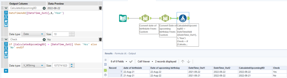 Comparing Two Date columns - Alteryx