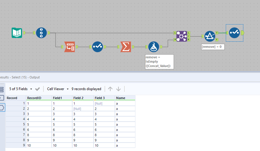 Remove Empty Rows - Alteryx
