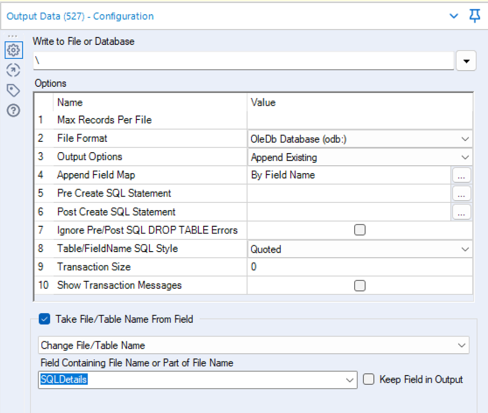 No Table Chosen; Please select a table from data source - Alteryx