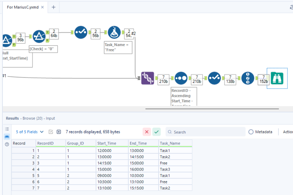 Create new rows with information from previous and next rows - Alteryx