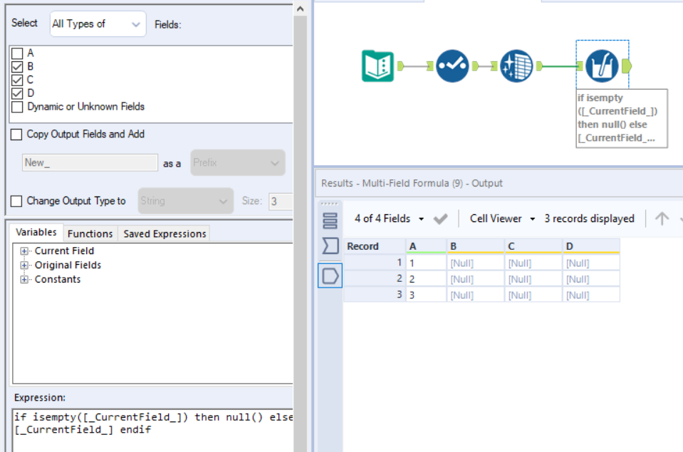 Blank field replace with null - Alteryx