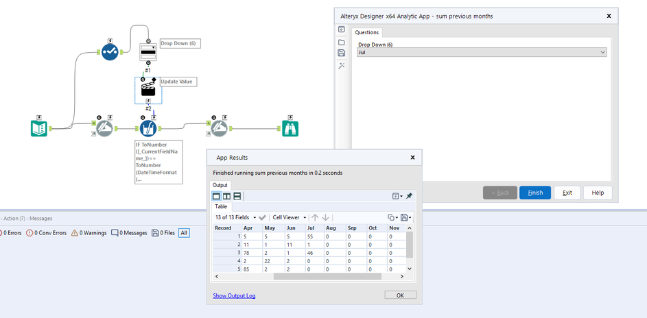 Dynamically sum previous months based on month selected - Alteryx