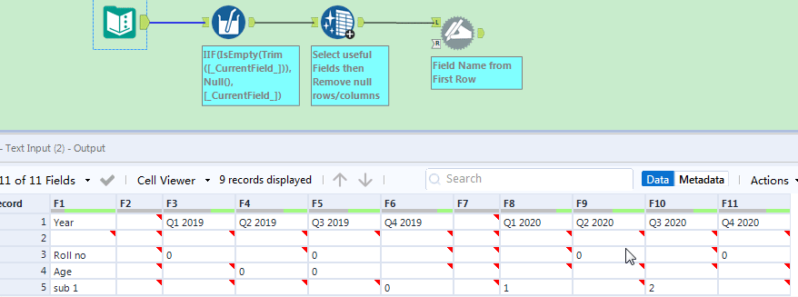 Remove Empty Rows and columns - Alteryx